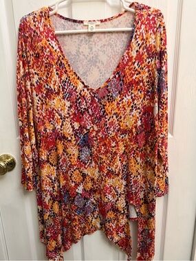 Westbound Multicolor V-Neck Printed Tunic Top